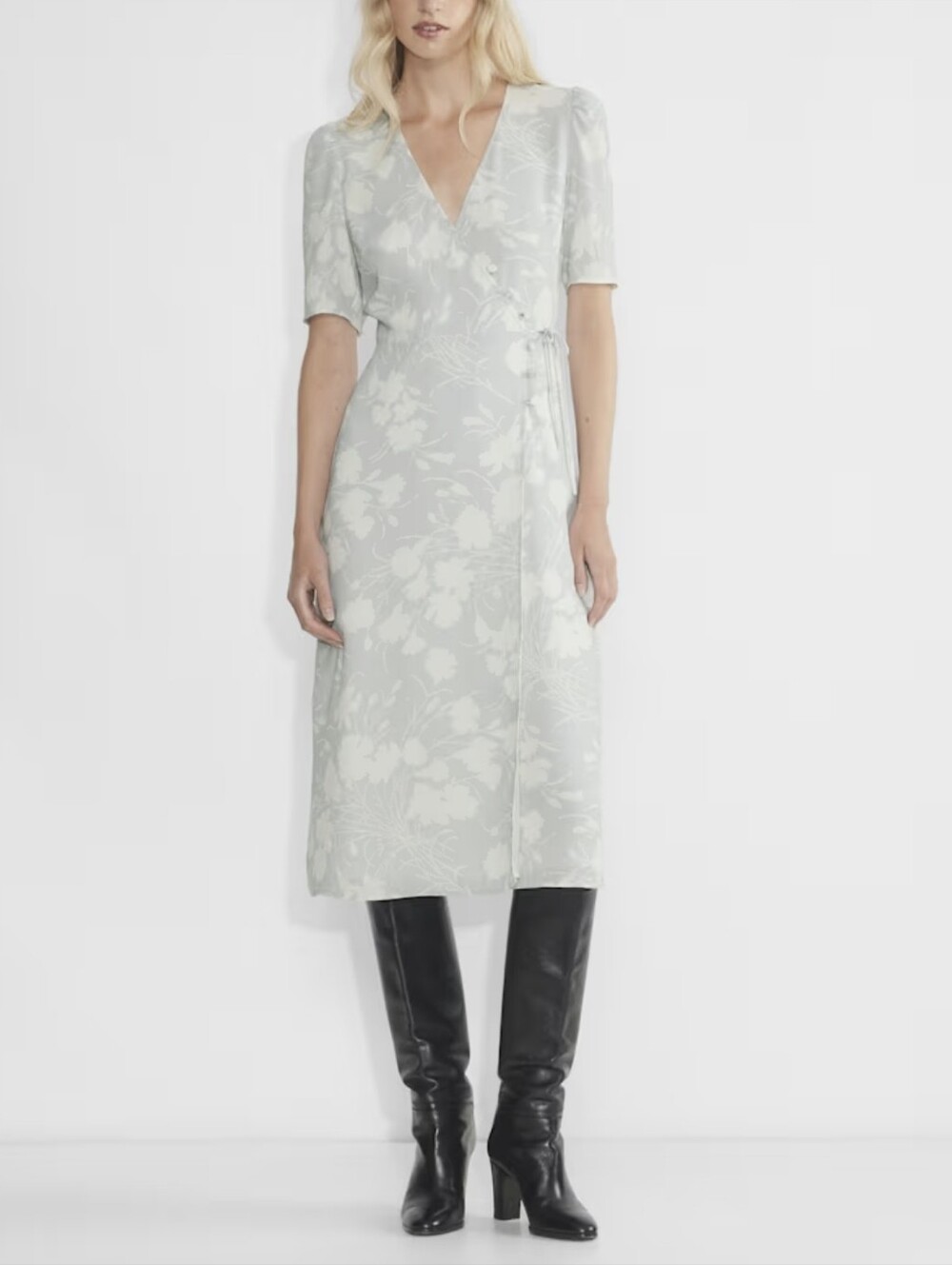 Wilfred Lulea Dress Floral Wrap Midi Dress in Sage Size 2 New